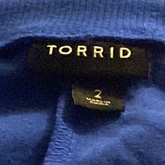 Torrid Sz 2X Blue Sleeveless Jersey Knit Full Length Ruching VNeck Bodycon Dress - Picture 7 of 7